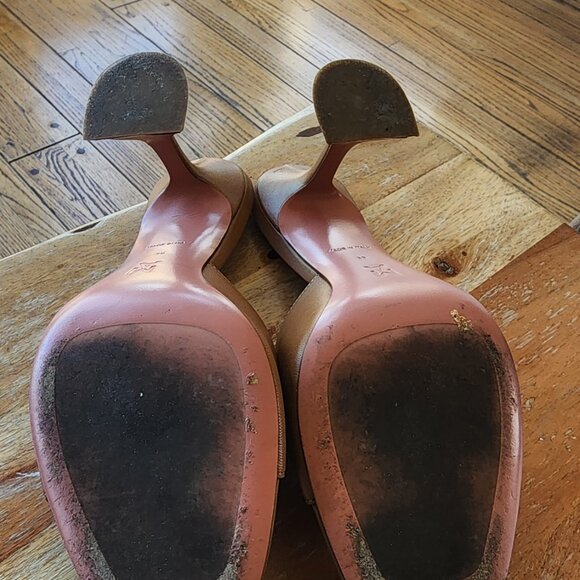 Amina Muaddi Lupita leather sandals size: 39 Nude/Beige/Camel - Picture 7 of 13